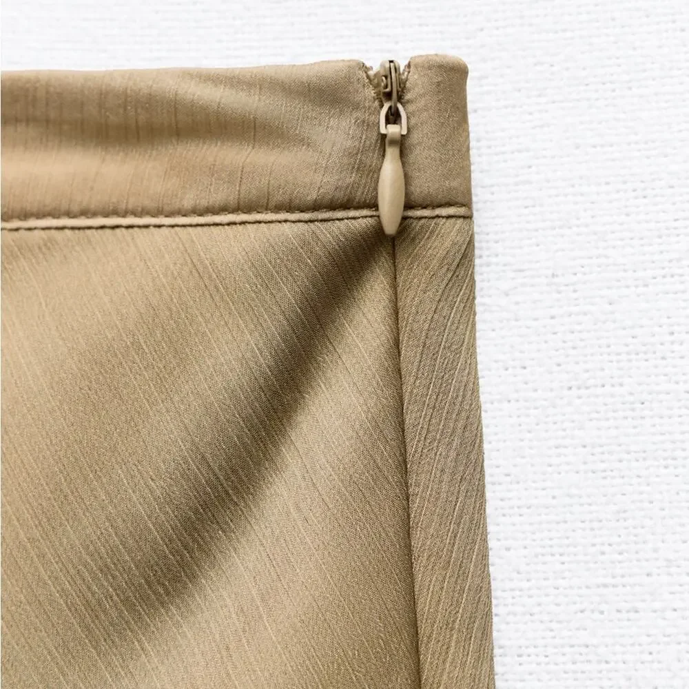 ZARA LAYERED FABRIC MIDI SKIRT